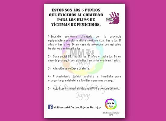 multisectorial mujeres afiche subsidio